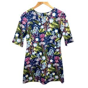 Yumi Floral Scuba Knit Dress XS Extra Small 0 2 Tropical Hydrangea Print